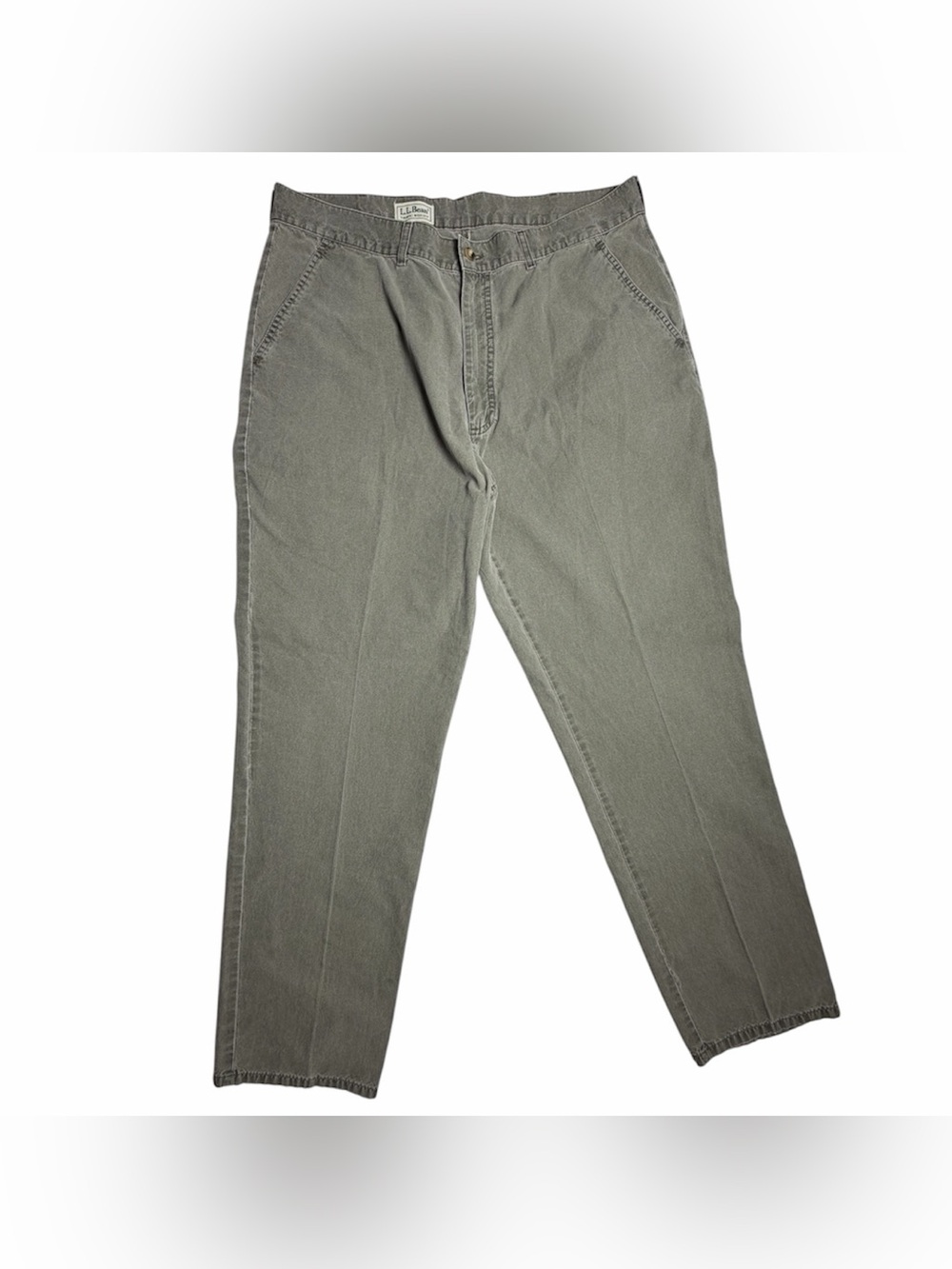 LL Bean Tropic Weight Chinos 36x32 Gray Pleated Cotton Pants 90s VTG Y2K